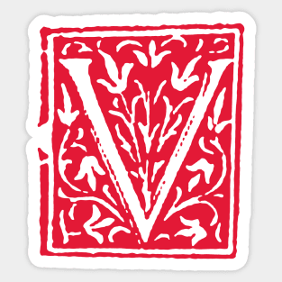 The Letter V (Red) - Medieval Graphic Sticker